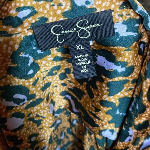 Jessica Simpson Leopard Button Down Blouse Speckled Cheetah Bodie - Picture 9 of 11